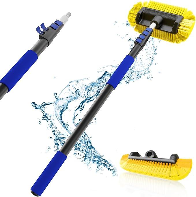 SKGPOLE 18Ft Reach Car Wash Brush with Long Handle, Car Cleaning Brush 12-Inch Soft Bristles, 3-12Foot Aluminium Telescoping Pole for Scratch-Free Cleaning RV, Car, Boats, Truck, Floors, Solar Panels - NeatNest