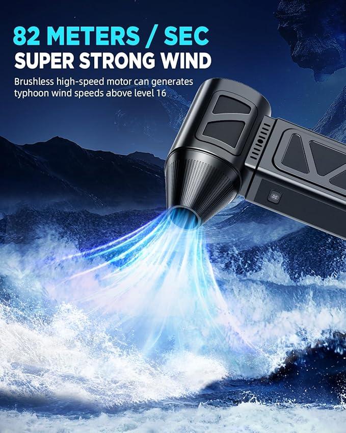 Compressed Air Duster, 360000RPM Powerful Electric Air Duster with Brushless Motor, 5-Gear Rechargeable Cordless Air Blower Turbo Fan, Mini Jet Dry Blower for PC, Keyboard, Snow, Car, Outdoors - NeatNest