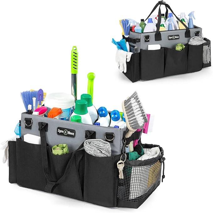 Wearable Cleaning Caddy – Portable Detailing Organizer with Spill-Proof Liner, Straps & Handles – Large Tote for Cleaning Pros, Auto Detailers, and Housekeepers – Black/Gray - NeatNest