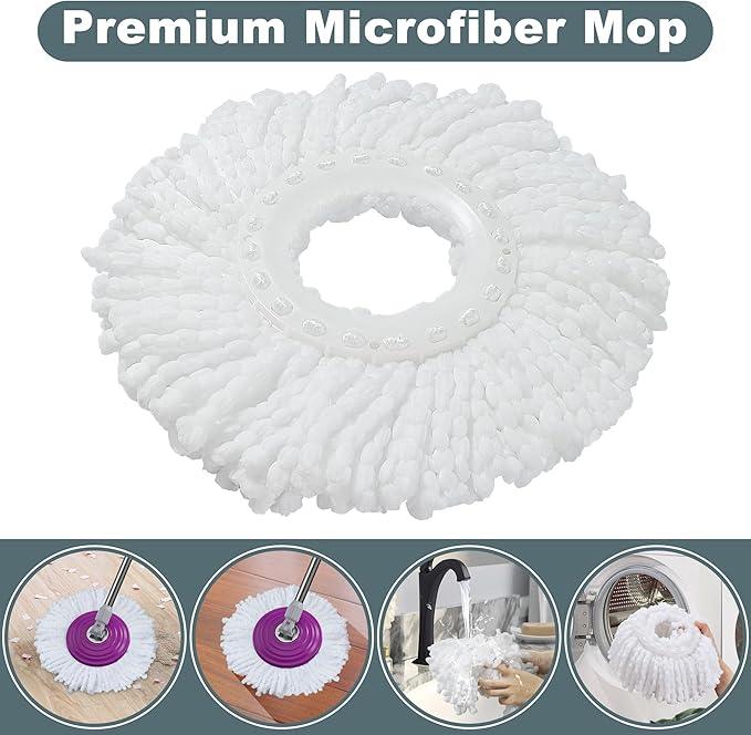 Dual Compartment Spin Mop and Bucket, Mop and Bucket with Wringer Set,360°Rotating Spinning Mopping for Floor Cleaning with 6 Microfiber Replacement Heads, 61" Extended Handle, 2X Wheel - NeatNest