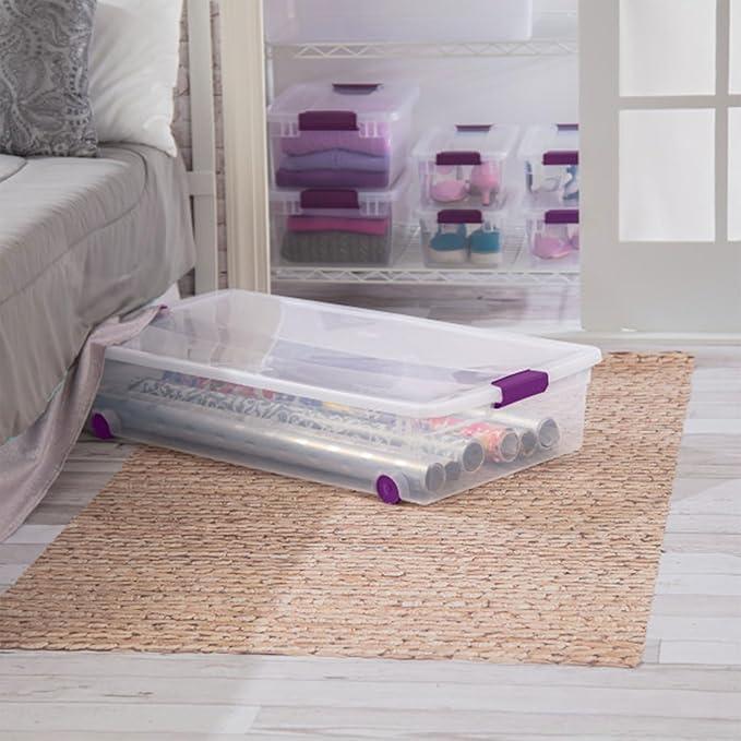 Sterilite 12-Pack ClearView Latch Box, Wheeled Underbed Organizer Bins for Home, 60 Quart - NeatNest