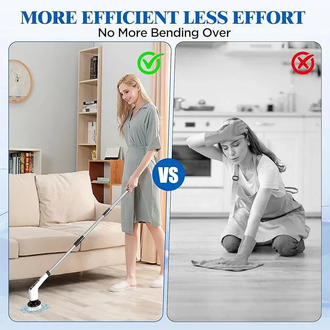 Electric Spin Scrubber, Cordless Bath Tub Power Scrubber with 8 Replaceable Drill Brush Heads, Shower Cleaning Brush with Adjustable Handle for Bathroom, Tile Floor & Car, White, (ANS-8050) - NeatNest