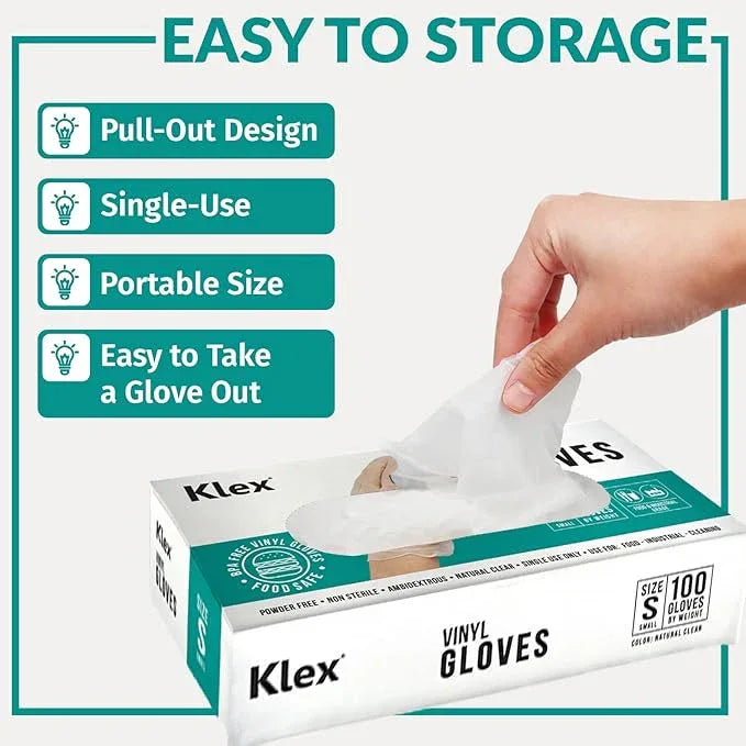 Klex Disposable Heavy Duty Vinyl Gloves Latex Free Powder Free, BPA Free Medical Grade Disposable Glove, Large L, 1000 Count - NeatNest