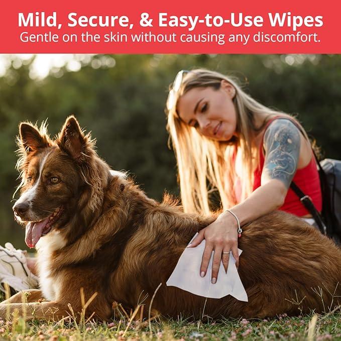 NOVEHA 120PCs XL Formulated Pet Wipes for Dogs & Cats - Safe for Facial & Finger Folds, Underarms, Groin, Hot Spots, Redness & Skin Relief, On-The-Go Size 5.5" x 7" - NeatNest