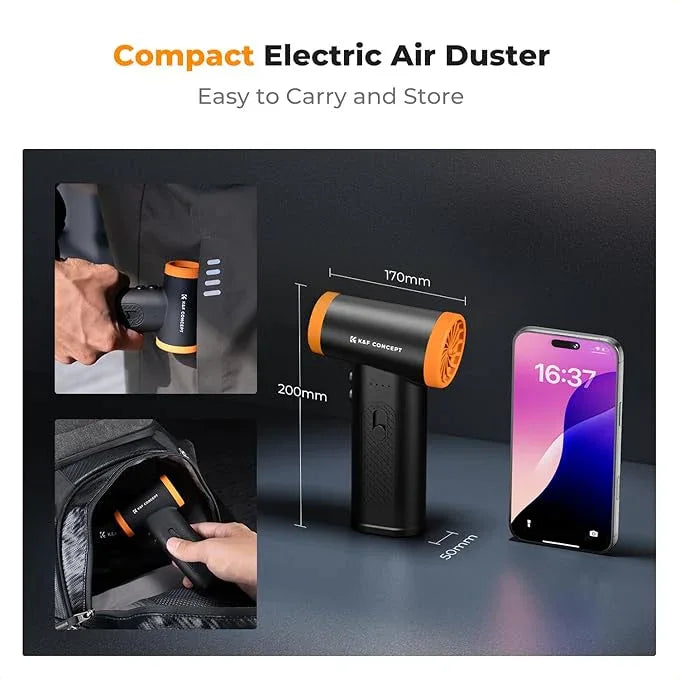 K&F CONCEPT Brushless Compressed Air Duster, 3 Gear Adjustable, 120000 RPM Super Power,Rechargeable&Portable, with Fast Charging, for Deep Computer Clean, Keyboard, Car Dry, Home - NeatNest