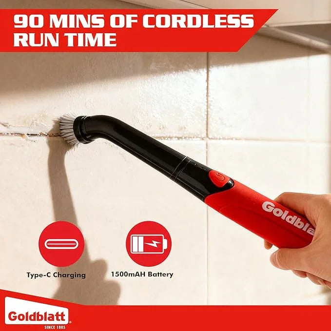 Goldblatt Cordless Electric Spin Scrubber 18-Piece Kit, Small Power Scrubber with Battery Indicator Light, Waterproof Electric Cleaning Brush for Grout, Tile, Bathroom, Kitchen Cleaning - NeatNest