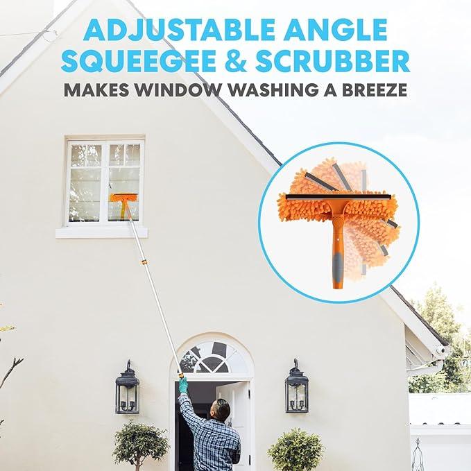 Simpli-Magic 20 Foot High Ceiling Duster Kits with 5-12ft Heavy Duty Extension Pole, High Reach Duster for Cleaning,Microfiber Feather Duster,Cobweb Duster,Ceiling Fan Duster,Window Squeegee & Cleaner - NeatNest