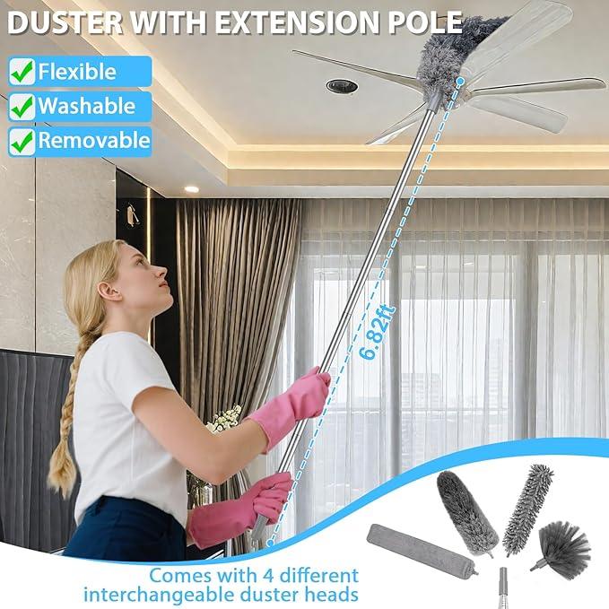 THINKWORK Microfiber Duster for Cleaning Car Cleaning Kit, Car Interior Detailing Kit with High Power Handheld Vacuum Cordless, Ceiling & Fan Duster for Home Cleaning - NeatNest