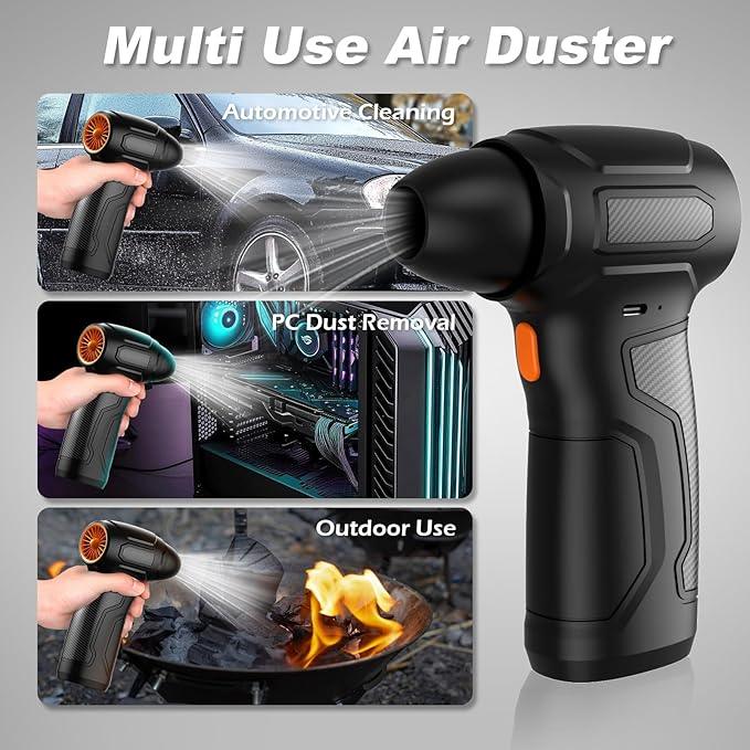 Compressed Air Duster - 200,000RPM Electric Air Duster, Canned Air Blower Alternative for PC, Keyboard, Building Toys, Campfire, Leaf, Home Cleaning (Orange) - NeatNest