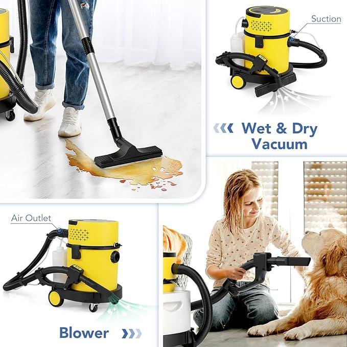 COSTWAY Wet Dry Vacuum Cleaner, 4-in-1 Portable Carpet & Upholstery Cleaner Machine with 5.5 Peak HP & 17 KPA Max Suction, Shampoo Vac Cleaner with Attachments for Floor, Stair, Sofa, Car, Gap - NeatNest