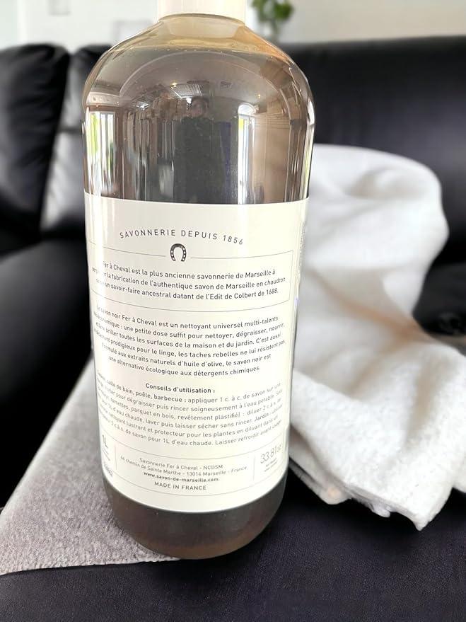 Fer à Cheval All Purpose Cleaner, Liquid Black Soap with Olive Oil, Multipurpose Natural Cleaner, Multi-Concentrated Detergent, 1 Litre/33.81 fl oz (Olive Oil Extra Pure) - NeatNest