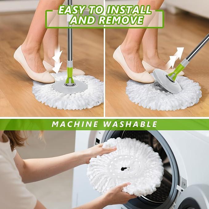 Spin Mop Bucket System,Masthome 360°Spin Mop and Bucket with Wringer Set,EasyWring Microfiber Mop with 3 Mop Pads,Spinning Floor Cleaning System for Floor Cleaning - Home & Office Suitable - NeatNest