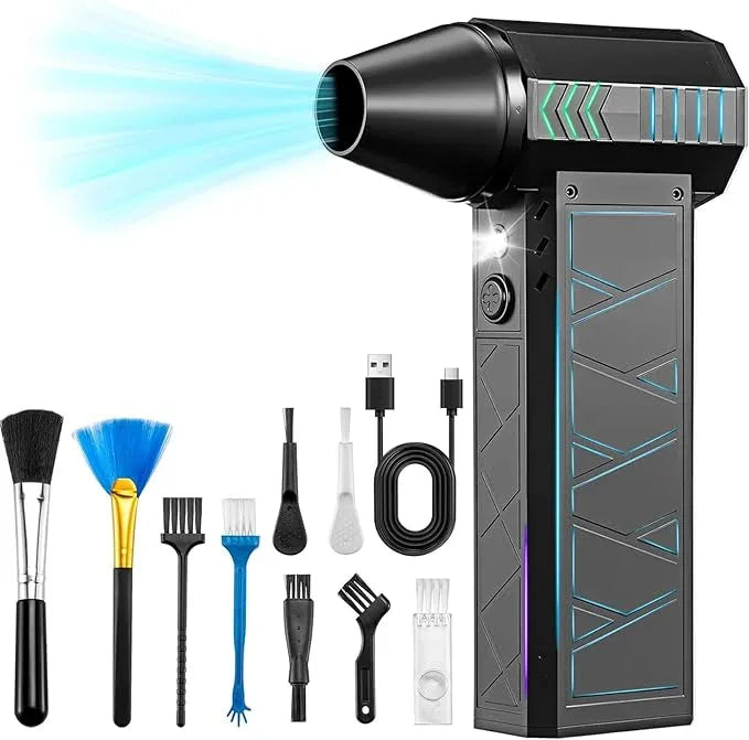 Compressed Air Duster, 180000RPM Electric Air Duster Whit LED Lighting & 9 Brush, 4 Gear Adjustable Turbo Fan, Cordless Air Blower Rechargeable, Air Duster for PC/Laptop/Keyboard/Car/Home Cleaner - NeatNest