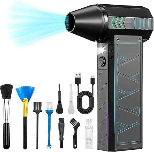 Compressed Air Duster, 180000RPM Electric Air Duster Whit LED Lighting & 9 Brush, 4 Gear Adjustable Turbo Fan, Cordless Air Blower Rechargeable, Air Duster for PC/Laptop/Keyboard/Car/Home Cleaner - NeatNest