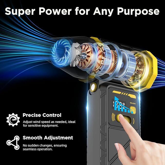 Upgrade Version-Cordless Air Duster-280000RPMSuper Power Air Duster Rechargeable,Stepless Speed Change Air Duster,with Display Screen & Light,Dust Blower for Computer, Keyboard, House,Outdoor and Car - NeatNest