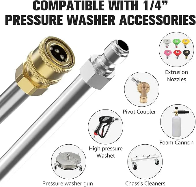 Sealegend Pressure Washer Extension Wand, 17 Inch Power Washer Lance, 2 Packs Stainless Steel with 1/4" Quick Connect, 4000 PSI - NeatNest