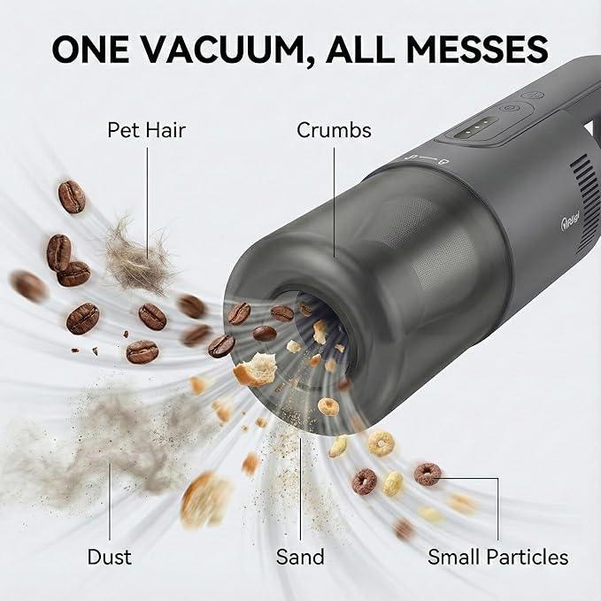 Handheld Vacuum Cordless, 5-in-1 Car Vacuum Portable Cordless 30 Mins Rapid Rechargeable Hand Vacuum Brushless Motor 19000Pa Strong Suction, Dust Busters for Car Home with 4 Nozzles, Gray - NeatNest