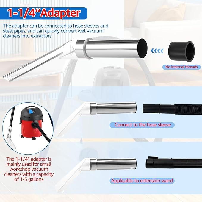 Universal Clear Wet Dry Vac Attachments, Compatible with All Shop Vac Extractor Easy Installation Vac Extractor Attachment for 1-1/4" 1-7/8" 2-1/2" Diameter Hose for Carpet Cleaning Auto Detailing - NeatNest