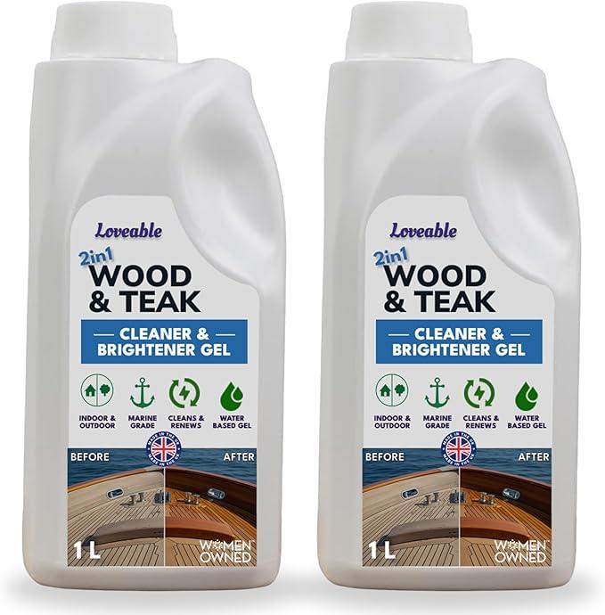 EcoDecors Loveable 2 in 1 Wood & Teak Cleaner and Brightener Gel, 1 L, for Outdoor Use, Cleans, Renews, and Refreshes Outdoor Wood - 2 Pack - NeatNest