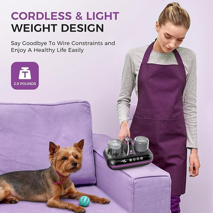 Mattress Vacuum Cleaner - 5-in-1 Cordless Bed Vacuum Cleaner, Powered by Ultrasonic Technology, 16Kpa Strong Suction,Low Noise,Suitable for Dust, Pet Hair, Etc - Grey - NeatNest
