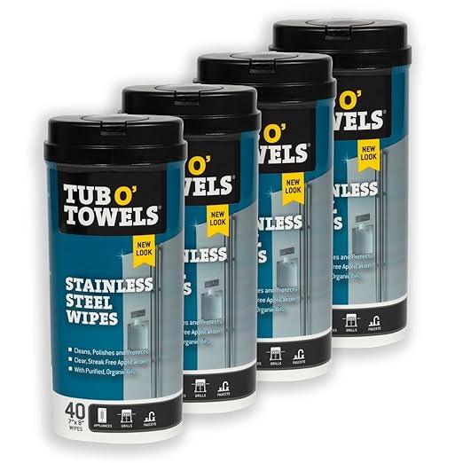Tub O' Towels Stainless Steel Cleaning Wipes, 7" X 8", 40-Count Wipes, 4-Pack - NeatNest