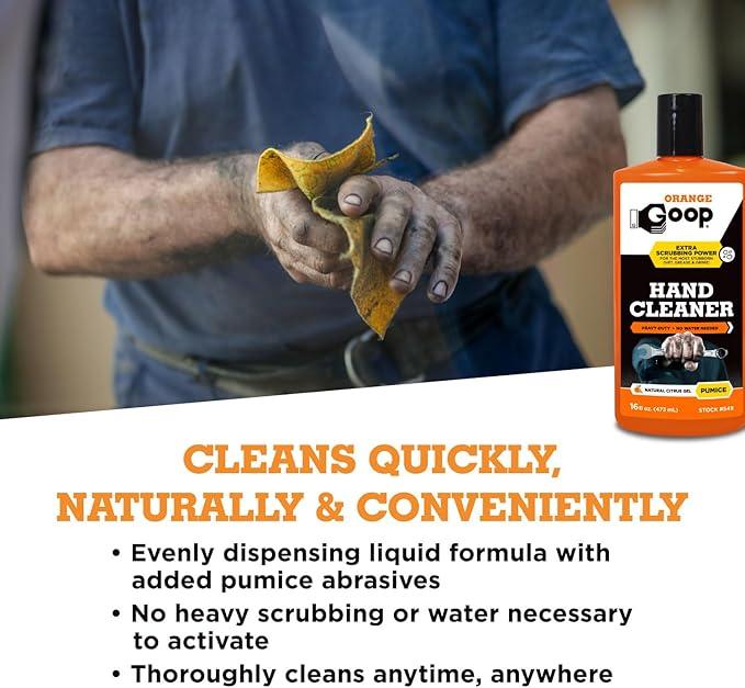 GOOP Orange Liquid with Pumice Multi-Purpose Waterless Hand Cleaner - 16 oz Flip-Top Bottle (Pack of 2) - NeatNest