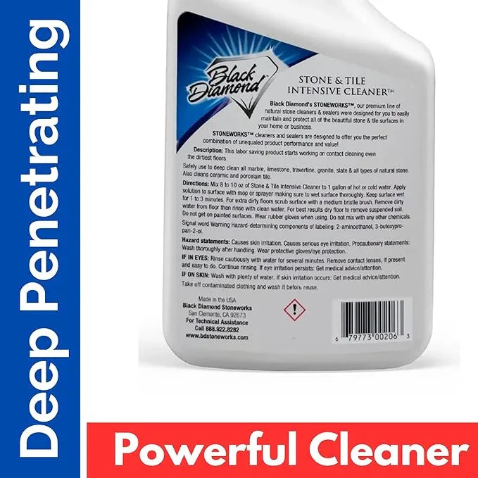 Black Diamond Stoneworks Stone & Tile Intensive Cleaner – Professional Deep Cleaner for Marble, Limestone, Travertine, Granite, Slate, Ceramic & Porcelain Tile – Acid-Free Concentrate (1-Qt.) - NeatNest