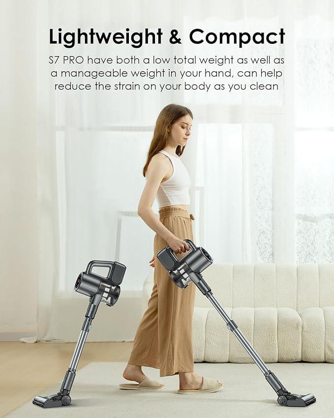 Cordless Vacuum Cleaner, 500W/40KPA Lightweight Stick Vacuum up to 40 mins Runtime, LED Display and Green Headlights, 6-Stages Filtration, Self-Standing Vacuum for Home Hard Floor, Carpet and Pet Hair - NeatNest