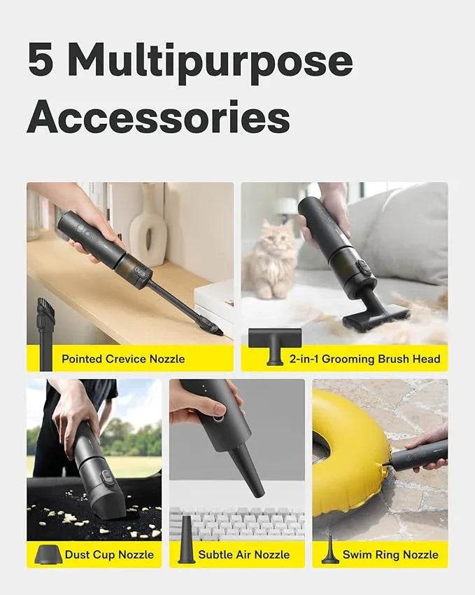 HOTO Handheld Car Vacuum Cleaner Cordless, 4-in-1 Portable Mini Vacuum with 20000Pa Strong Suction, Electric Compressed Air Duster Blower for Car, Desk, Computer, Keyboard, Home, Office Cleaning - NeatNest