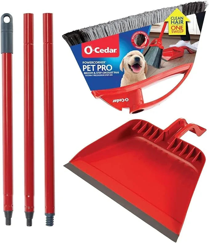 O-Cedar Pet Pro Broom with Step-On Dustpan | Remove 99% with One Sweep | DustPan Removes 3 Times More Pet Hair | Quiet Cleaning Tool for Cat and Dog Owners - NeatNest