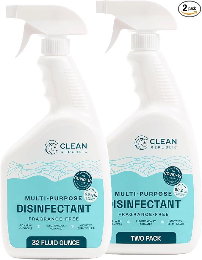 Clean Republic Multi-Purpose Disinfectant, Cleaning Spray, 32 Fluid Ounce Bottle, 2-Pack - NeatNest
