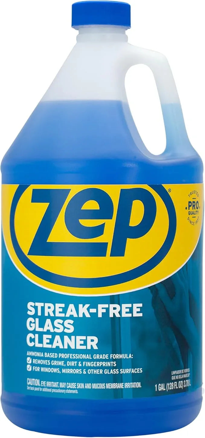 Zep Streak-Free Glass Cleaner - 1 Gallon (Case of 4) ZU1120128 - Professional Grade Formula that Cleans Dirt, Fingerprints, Grime, Smoke Haze, and Toothpaste on Windows, Mirrors, and Other Glass - NeatNest