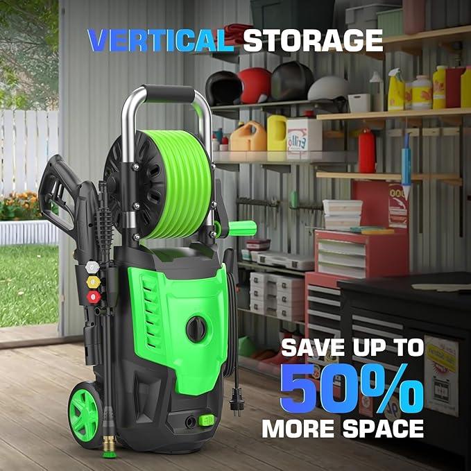 Professional Electric Pressure Washer 4800PSI, 4.0GPM Portable Power Washer with 4 QC Nozzles and Soap Bottle, Washer Machine for Cars/Home/Driveways/Patios/Decks/Fences (Green) - NeatNest