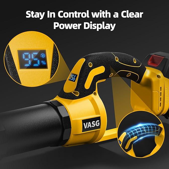 VASG Leaf Blower Cordless – Lightweight Handheld Electric Leaf Blower with Variable Speed, 21V 3×2.0Ah Batteries & Fast Charger for Effortless Lawn, Yard, Garden, Patio, Driveway & Leaf Cleanup - NeatNest