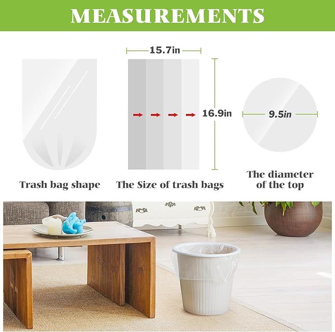 Teivio 1.5 Gallon 210 Counts Small Trash Bags Garbage Bags, Bathroom Trash Can Bin Liners, Small Plastic Bags for home office kitchen, Clear - NeatNest