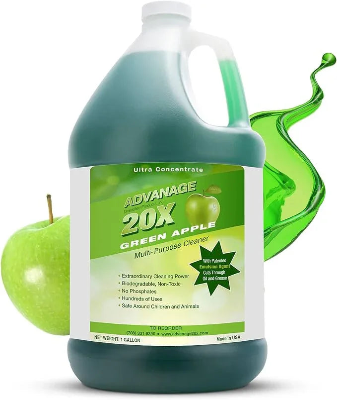All Purpose Cleaner Concentrate - Advanage 20X The Wonder Cleaner Green Apple for All Surfaces Around Bathroom, Kitchen, Oil and Grease, Multi Purpose Cleaner for Household Cleaning Solution, 128 FlOz - NeatNest