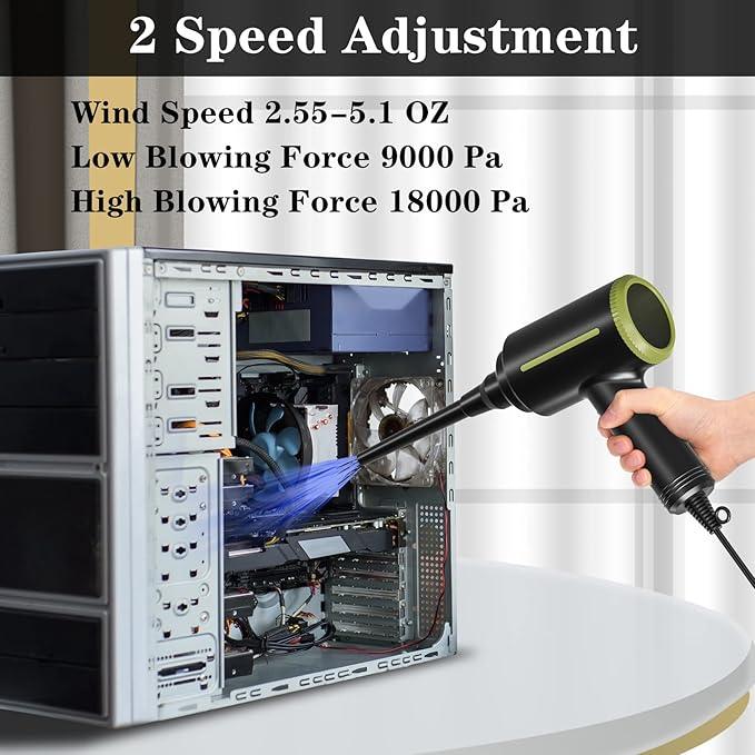 ATEngeus Electric Air Duster - 2 Speed, 40000RPM Air Blower & Pump, Reusable for Computer Keyboard, Dust, Hairs - NeatNest