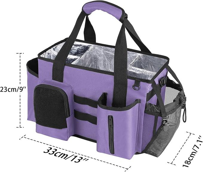 Wearable Cleaning Caddy Bag, Cleaning Organizer with Handles, Cleaning Supply Tote with Adjustable Shoulder Strap for Cleaners & Housekeeper (Purple, 13.4'' x 7.3'' x 9.3'') - NeatNest