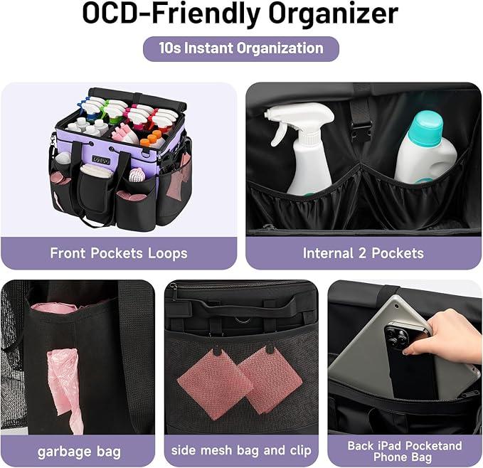 Large Cleaning Caddy for Cleaning Supplies Organizer, Rolling Cleaning Caddy Bags with Wheels for Housekeepers, Cleaning Carts on Wheels for Home Car Office Picnic - NeatNest