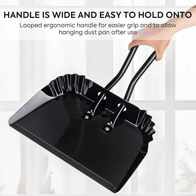 Yangbaga 3pcs Metal Dustpan and Brush Set, 17In Extra Large Handheld Dust Pan and Wood Broom,Heavy-Duty Dust Pans Metal Edge Flat Against Floor for Patio/Pet/Car/Outdoor - NeatNest