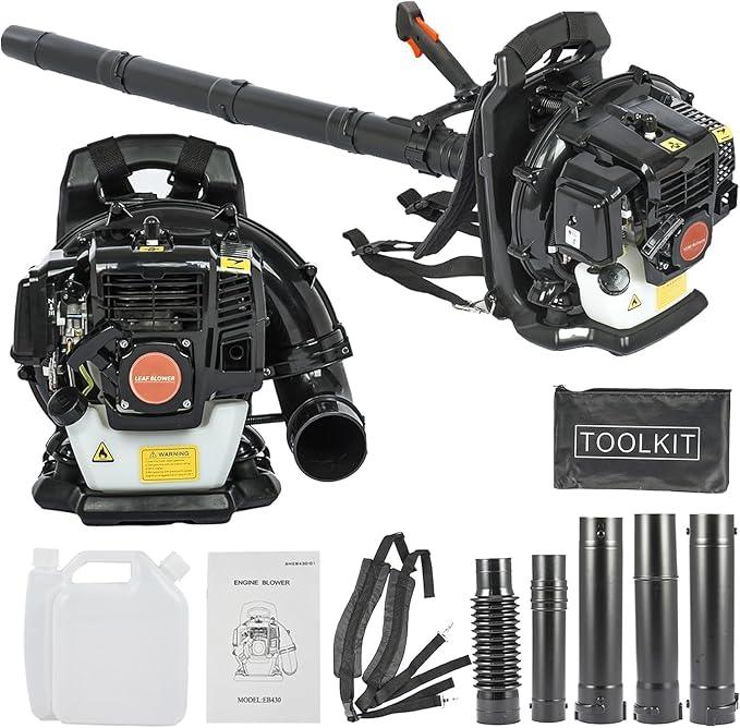 Backpack Leaf Blower,52CC Backpack Leaf Blower Gas Powered,550CFM 2-Stroke Engine Gas Leaf Blower,Powerful Air Cooling Gasoline Backpack Blower Snow Blower for Garden Yard (550CFM Black) - NeatNest