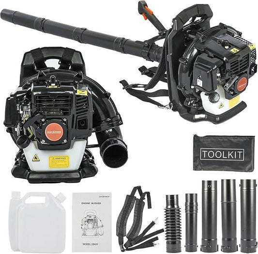 Backpack Leaf Blower,52CC Backpack Leaf Blower Gas Powered,550CFM 2-Stroke Engine Gas Leaf Blower,Powerful Air Cooling Gasoline Backpack Blower Snow Blower for Garden Yard (550CFM Black) - NeatNest