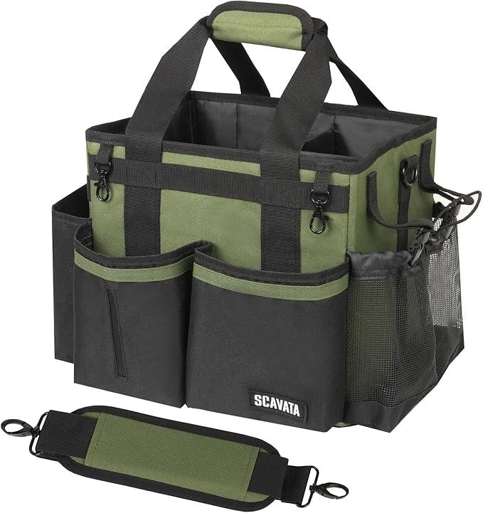 Compact Wearable Cleaning Caddy, Small Cleaning Caddy Supplies Organizer with Handle & Shoulder Straps for Housekeepers, Under Sink & Car Cleaning Tool Organizers Bag (Armygreen) - NeatNest