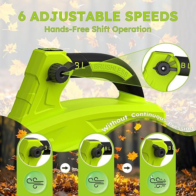 Leaf Blower Cordless with 2 * 4.0ah Battery and Fast Charger,KJBAO 21V Brushless Battery Powered Blower,Electric Blowers with 650CFM&6 Speeds,Lightweight Blower for Lawn Care,Car, Yard, Patio - NeatNest