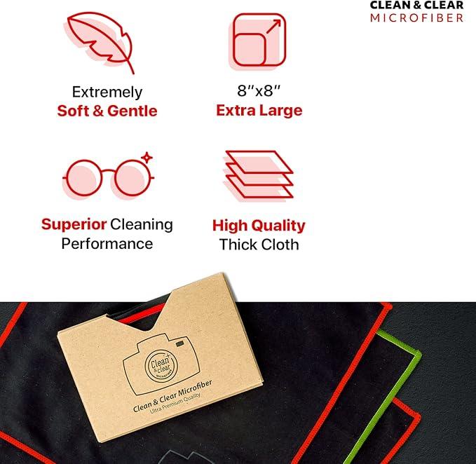 Clean & Clear Microfiber Cleaning Cloth, EXTRA LARGE [6 Pack] ULTRA PREMIUM Microfiber Cleaning Cloth - Microfiber Cloth for Camera Lens, Glasses, Screens, and all Lens. - NeatNest