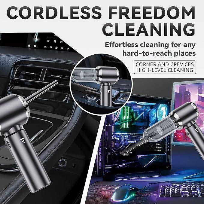 Car Vacuum Portable Cordless, 19000Pa Mini Vacuum Cleaner High Power 4-in-1 Compressed Air Duster Blower Pump Small Handheld Vacuum Cleaner Cordless Rechargeable for Car Home Office Desk - NeatNest