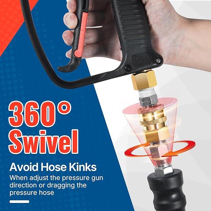 YAMATIC Pressure Washer Hose 50 FT, 3/8" Non-Marking Hot Water Use, 4000 PSI Steel Wire Braided Rubber Jacket – Replacement Power Washer Hose for Commercial Use - NeatNest