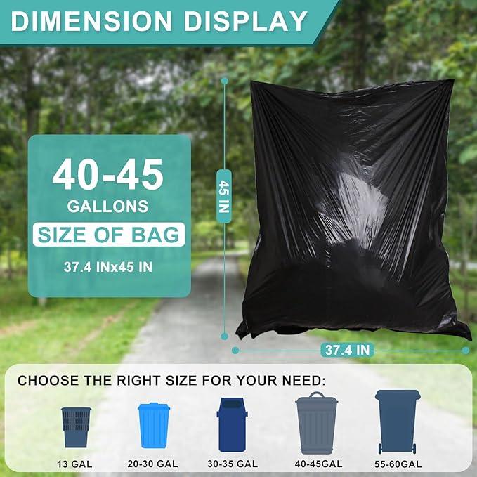 40-45 Gallon Black Trash Bags 120 Count - 37''x45'' Large Garbage Bags Unscented, 40+ Gallon Trash Can Liners, Multipurpose for Office, Outdoor, Recycling and Commercial - NeatNest