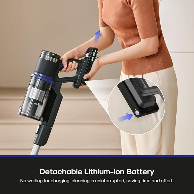 Eureka Cordless Vacuum Cleaner, Anti-Tangle Brushroll, Rechargeable Stick Vacuum, Lightweight for Carpet, Hard Floor, Pet Hair, Black NEC451BL - NeatNest