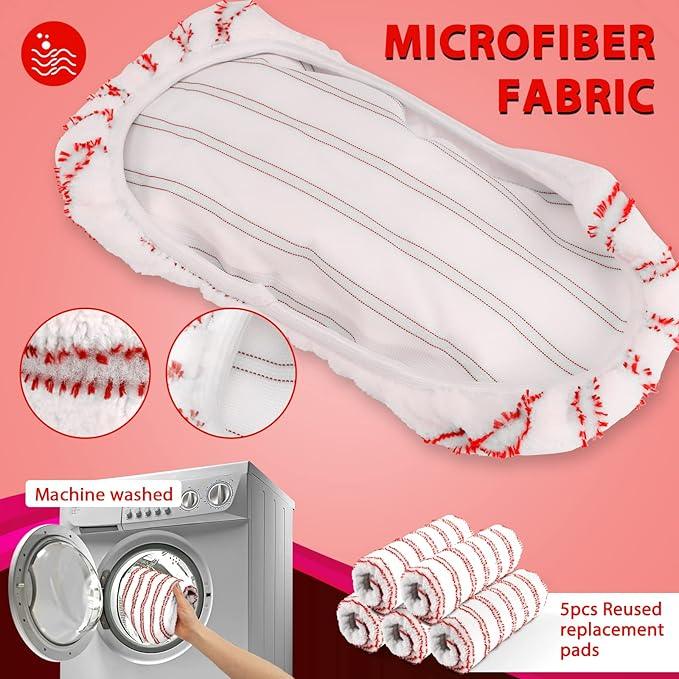 MASTERTOP Microfiber Mop, Extra Large Dust Mop with 5 Pads for Wet & Dry Use, 16'' Mops for Hardwood Laminate, Tile, Vinyl Floors,5 Microfiber Refills, 1 Cleaning Scraper - NeatNest